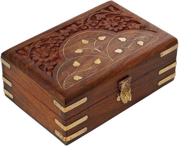 ARTANDCRAFTINDIA Wood Jewellery Box (6 x 4 x 2 inch, Brown) jewellery Vanity Box
