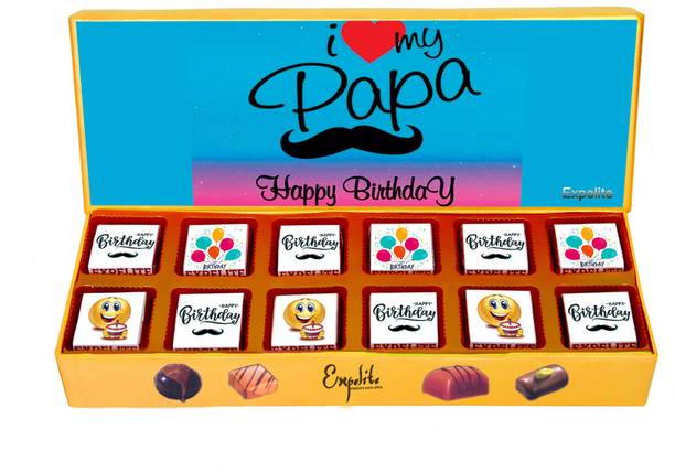 Expelite Birthday gift for Dad / Father - 12 pc I love My papa happy Birthday chocolates Bars