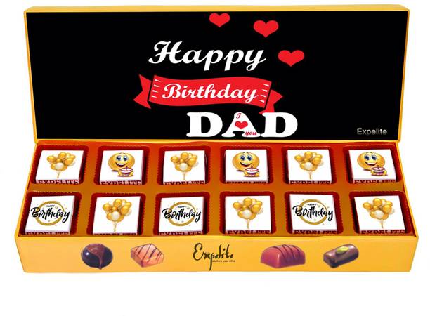 Expelite Unique birthday gift for Dad - 12 PC Happy birthday papa Chocolate box Bars