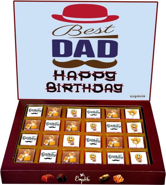 Expelite Best Dad happy birthday - 24 pc Chocolate birthday gift for papa Bars