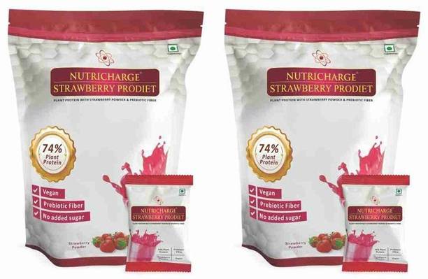 Nutricharge Straberry Prodiet (300g = 15 Sachets of 20g each) 74% Plant-Based Protein
