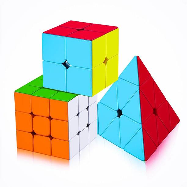 Authfort Professional 2x2x2 3x3x3 Pyramid Cube Bundle - Easy Turning and Smooth Play