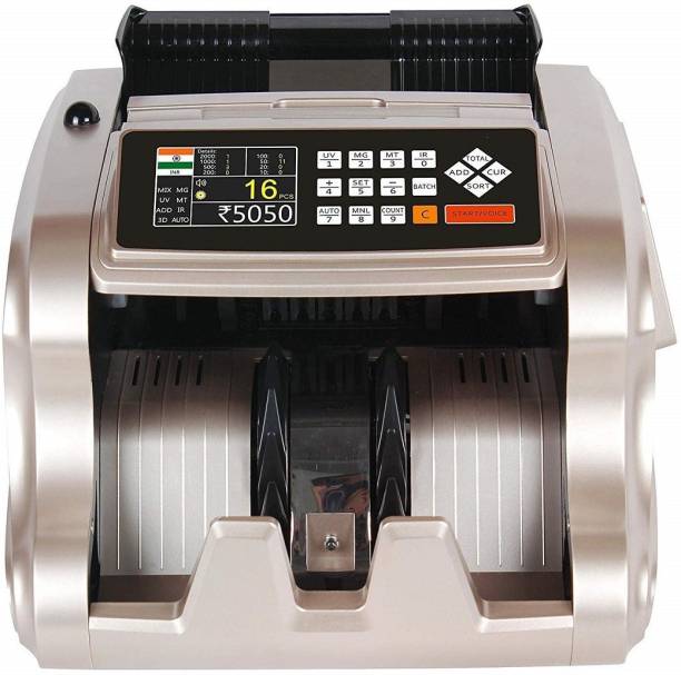 HANUTECH Heavy Duty Mix Note Value Counting Machine For All New & Old Denomination INR 10,50,100,200,500,2000 With Talking System & Colored LCD Display MG/UV/IR Counterfeit & Fake Currency Detector Counting Speed 1000 Notes/Minutes Note Counting Machine