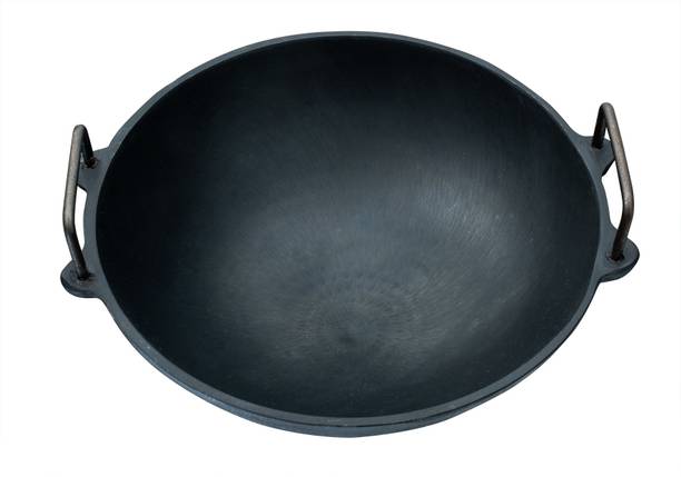Mr. Butler Natural Pre-Seasoned Kadai/ Wok, Deep Fry, Induction & Oven Friendly, Kadhai 27.94 cm diameter 3 L capacity