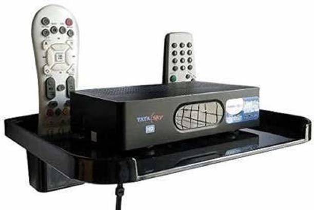VYAKHYA Set Top Box Stand With Double Remote Holder Acrylic Wall Shelf