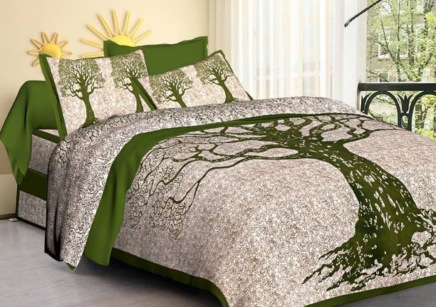 CLOTHOLOGY 144 TC Cotton Double Printed Flat Bedsheet