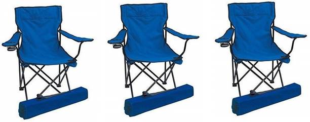 BLAPOXE Portable Folding Camping Chair with Arm Rest Cup Holder and Carrying and Storage Bag - Blue Pack of 3 Metal Outdoor Chair