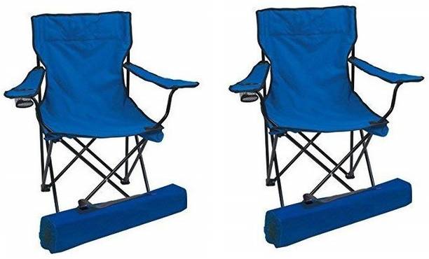 BLAPOXE Portable Folding Camping Chair with Arm Rest Cup Holder and Carrying and Storage Bag - Blue Pack of 2 Metal Outdoor Chair