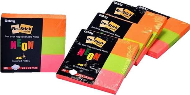 Oddy NEON PROMPTS 1" X 3" STICKY NOTES Pack of 5 120 Sheets Paper Flags 25 X 75 mm STICKY NOTES Pack of 5 Multicolour Paper Flags, 4 Colors