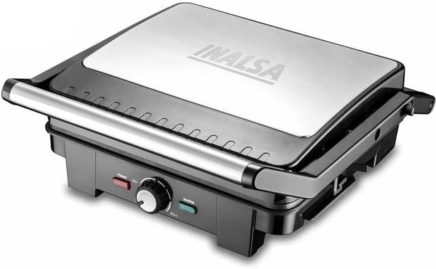 Inalsa Super Jumbo Max-grill 2000-Watt Sandwich Maker/Contact Grill with Temperature Controller and LED indicator | Non-stick coated plates | Cool touch sliding Handle | 4 Slice Bread | Griller Grill Sandwich Maker
