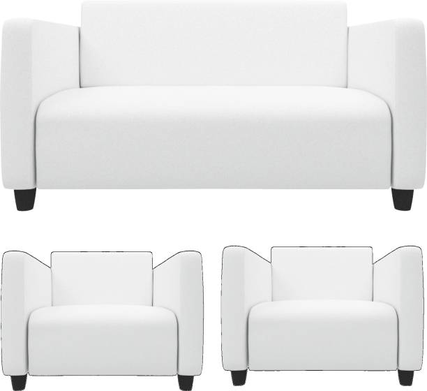 Sekar Lifestyle Box Series Leatherette 3 + 2 + 1 White Sofa Set