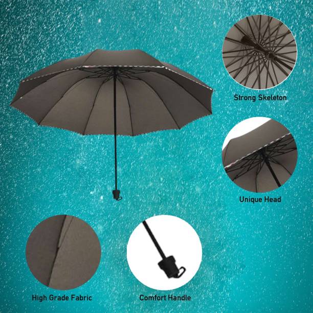 KEKEMI 3 Fold Plain Umbrella