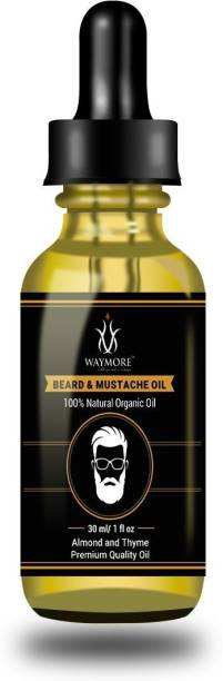 WAYMORE Beard & Mustache Oil With Almond & Thyme - Beard Growth Oil for Patchy Beard, With DHT Booster, Nourishment & Moisturization, No Harmful Chemicals Hair Oil (30 ml) Hair Oil