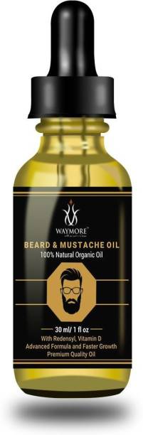 WAYMORE Beard & Mustache Oil With Redenysl & Vitamin D - Beard Growth Oil for Patchy Beard, With DHT Booster, Nourishment & Moisturization, No Harmful Chemicals Hair Oil (30 ml) Hair Oil