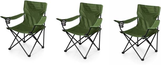 BLAPOXE Portable Folding Camping Chair with Arm Rest Cup Holder and Carrying and Storage Bag - Green Pack of 3 Metal Outdoor Chair