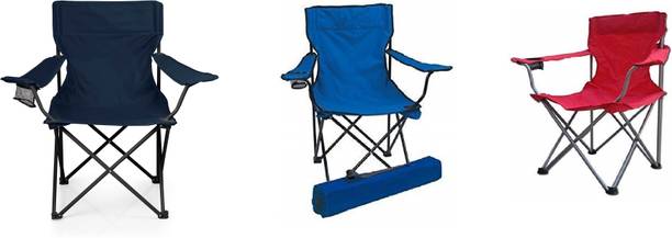 BLAPOXE Portable Folding Camping Chair with Arm Rest Cup Holder and Carrying and Storage Bag - Dark Blue, Light Blue, Red Pack of 3 Metal Outdoor Chair