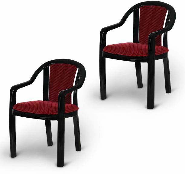 Supreme Ornate for Home & Garden Plastic Outdoor Chair (Black & Red) Plastic Cafeteria Chair