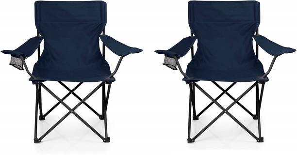 BLAPOXE Portable Folding Camping Chair with Arm Rest Cup Holder and Carrying and Storage Bag - Dark Blue Pack of 2 Metal Outdoor Chair