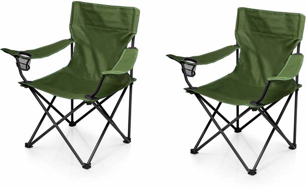 BLAPOXE Portable Folding Camping Chair with Arm Rest Cup Holder and Carrying and Storage Bag - Green Pack of 2 Metal Outdoor Chair