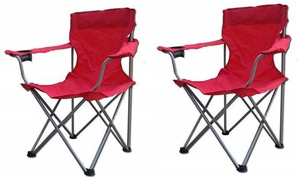BLAPOXE Portable Folding Camping Chair with Arm Rest Cup Holder and Carrying and Storage Bag - Red Pack of 2 Metal Outdoor Chair