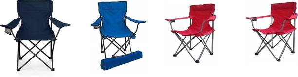 BLAPOXE Portable Folding Camping Chair with Arm Rest Cup Holder and Carrying and Storage Bag - Dark Blue, Light Blue, Red, Red Pack of 4 Metal Outdoor Chair