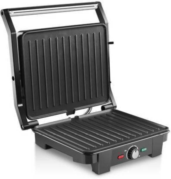 PRO TRENDZ Jumbo Griller 4 Slice Grill & Bbq With Timer 2000-Watt Grill (Black, Silver) 2000 W Pop Up Toaster