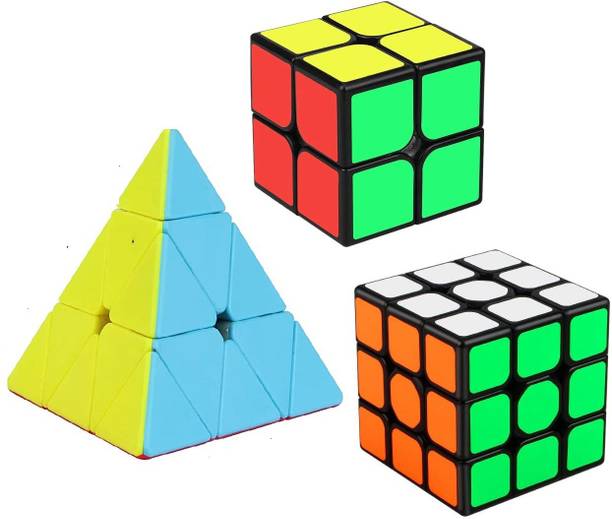 Authfort Speed Cube Set, 2x2x2 3x3x3 Pyramid Speed Cubes Bundle - Qiyi Qidi 2x2 Qihang 3x3 Qiming Pyramid Cube Puzzle Toys