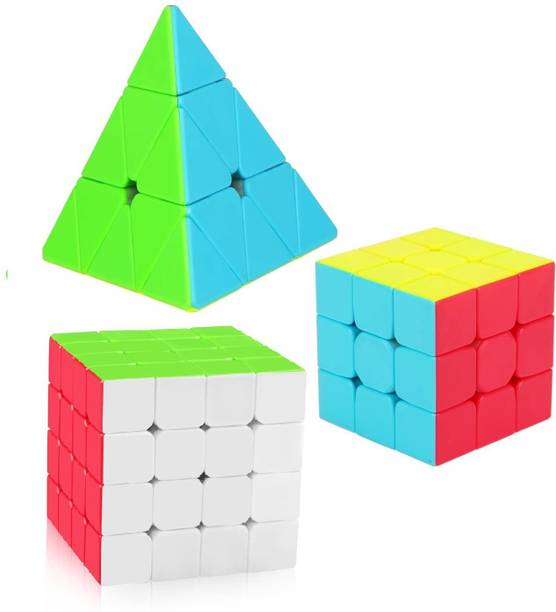 Authfort Speed Cube Set Of MOYU 3x3, 4x4 5x5 Pyramid cube Speed Cubes Bundle Set of 3 cubes