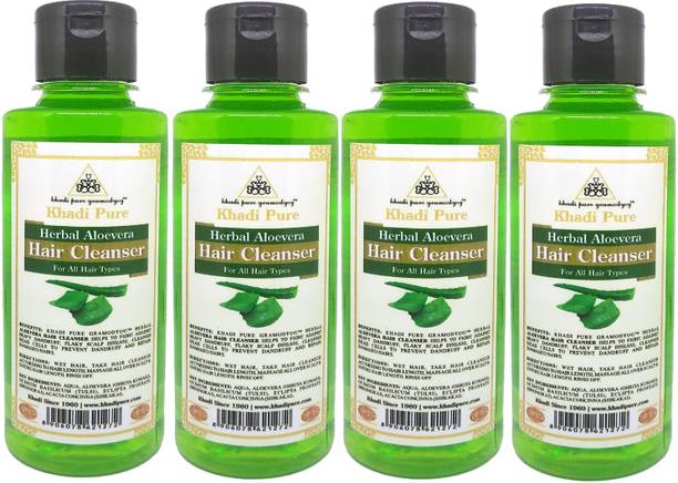 Khadi Pure Pure Herbal Aloevera Hair Cleanser (Pack Of 4) Men & Women (840 ml)