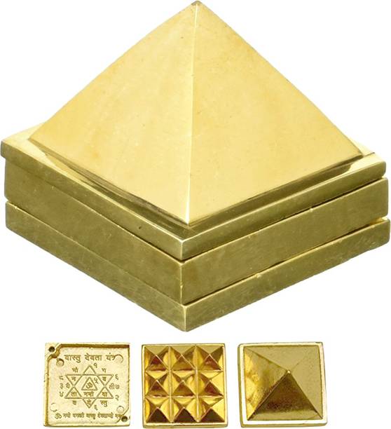 FOBHIYA Brass Vastu Pyramid That Spreads Positive Vibes, 3 Layer Metal Pyramid for Home & Office Feng Shui Products North-West Vaastu Dosh Nivaran, Made in India Best for Gifting Decorative Showpiece  -  4 cm
