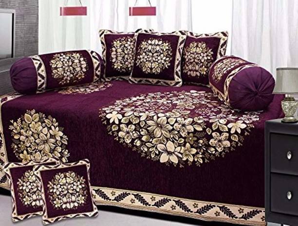 AK Decor Velvet Floral Diwan Set