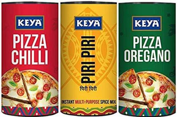 keya International Sprinklers Combo | Italian Pizza Oregano x 1, 80 gm | Piri Piri x 1, 80 gm | Italian Pizza Chilli x 1, 70 gm | Pack of 3