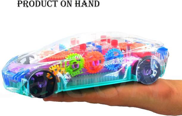 Toyvala Transparent Musical Concept Racing Car with 3D Flashing LED Lights for Kids-374