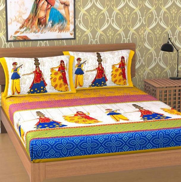Khyati 180 TC Cotton Double Printed Flat Bedsheet