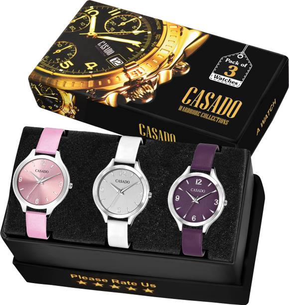Pack of 3 Superior Pink & Silver & Purple Dial for Uptown Girl's Analog Watch  - For Women TRIPLE-803-806-807