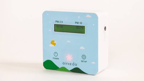 Airveda PM2.5, PM10 App and Wi-Fi Enabled Pro Air Quality Monitor With Visual Indicator (White) Air Quality Meter
