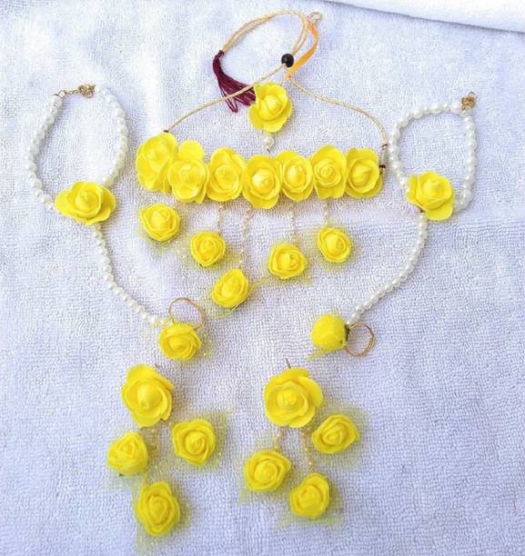 style revolver Fabric, Paper Yellow, White Jewellery Set