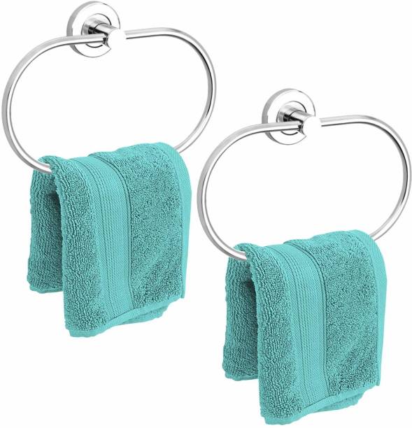 Plantex High Grade Stainless Steel Towel Ring for Bathroom/Wash Basin/Napkin-Towel Hanger/Bathroom Accessories (Chrome-Oval) Set of 2 Napkin Rings