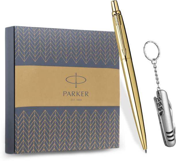 PARKER Jotter Gold ball Pen with multi-utility knife keychain Pen Gift Set