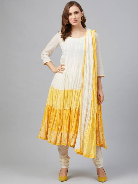 Printed Kurta, Churidar & Dupatta Set