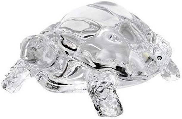 FOBHIYA Feng Shui Tortoise Turtle Crystal Clear Glass Statue, Crystal Tortoise Decorative Showpiece for Car Dashboard & Home Decor, Made in India Best for Gifting Decorative Showpiece  -  3 cm