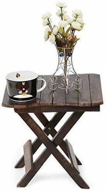 S.I Creation Wooden Handicarft Folding Stool for Living Room Side Table 12Inch(Flower Port Holder) Solid Wood Side Table