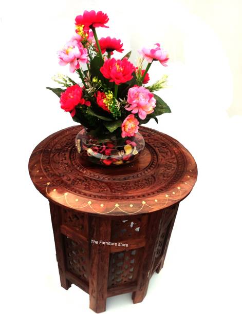 The Furniture Store Round Shape wooden Hand Carving Folding Coffee Table 12 inch Living & Bedroom Stool