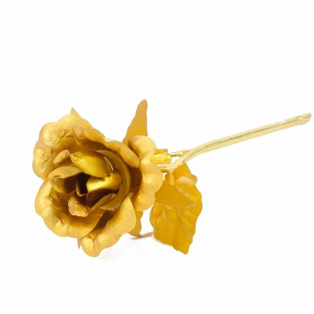 Corvell Gold Plated Golden Rose Valentine Gift For My Love Gold Rose Artificial Flower