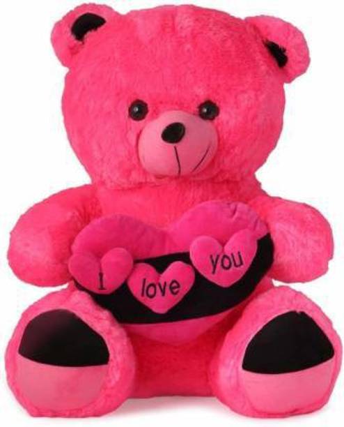 Saubhagye Valentine gift "I Love you" pink 3 Dil Teddy bear soft toy - 42cm(Multicolor)  - 42 cm