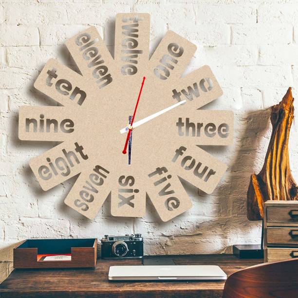POCKESTER Analog 28 cm X 28 cm Wall Clock (Beige, Without Glass,
