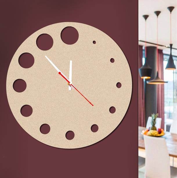 POCKESTER Analog 28 cm X 28 cm Wall Clock (Beige, Without Glass, Standard)