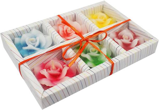 Dura Floating Flower Candles for Diwali and Christmas Decor - Multi Color Candle ( Pack of 6) Candle