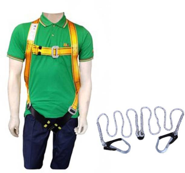 Industrial Business Solution Full Body Safety Belt (Harness) 1003 with Lanyard 1.8 Mtr Nylon Rope with Hook 203 Safety Harness