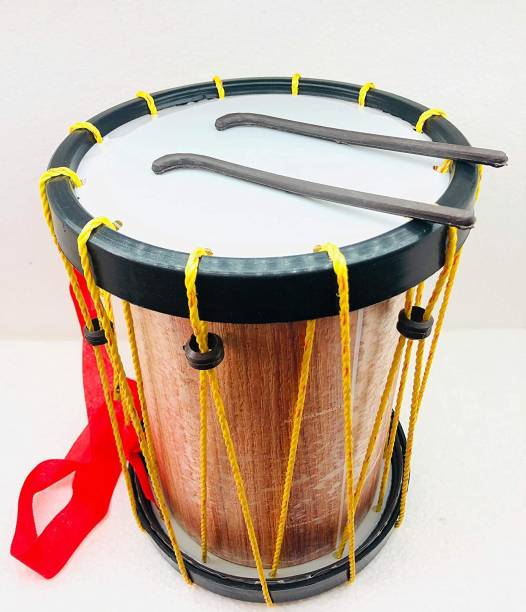 QBIC Musical Drum for Kids, Extra Large Size Indian Made Musical Toy Drum Chenda Dhol for Kids with Sticks